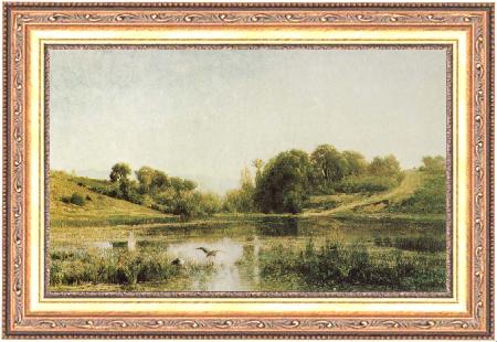 framed  Charles Francois Daubigny Landscape at Gylieu, Ta3070-1